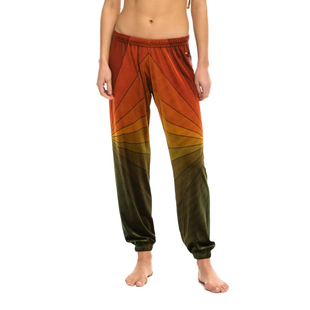 RARE Aviator Nation Rainbow Sunburst Velvet Sweatpants